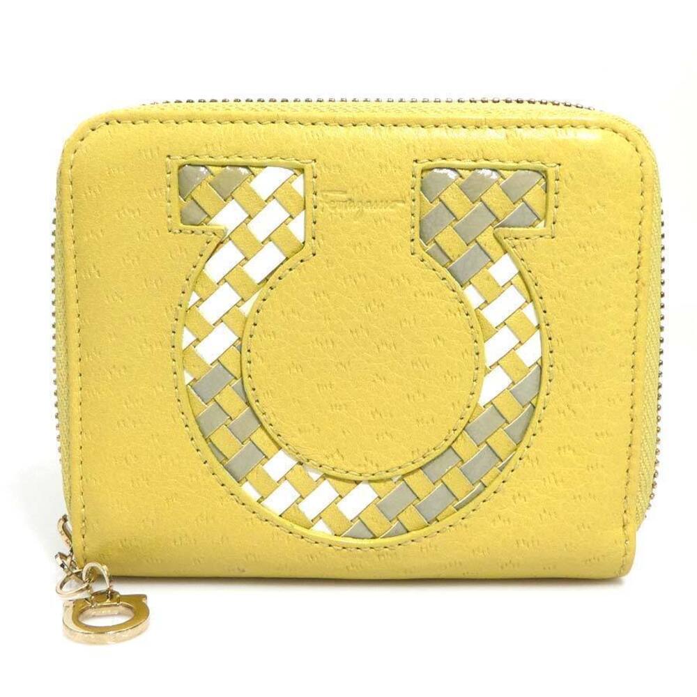 Salvatore Ferragamo bi fold wallet Gancini leather Mustard Yellow